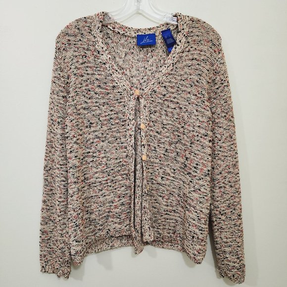 JH Collectibles Sweaters - JH Collectibles stretchy confetti open knit button up cardigan woman's size L